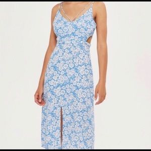 TOPSHOP Blue Floral Cut Out Dress